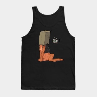 Orange Cat With Robot Tank Top